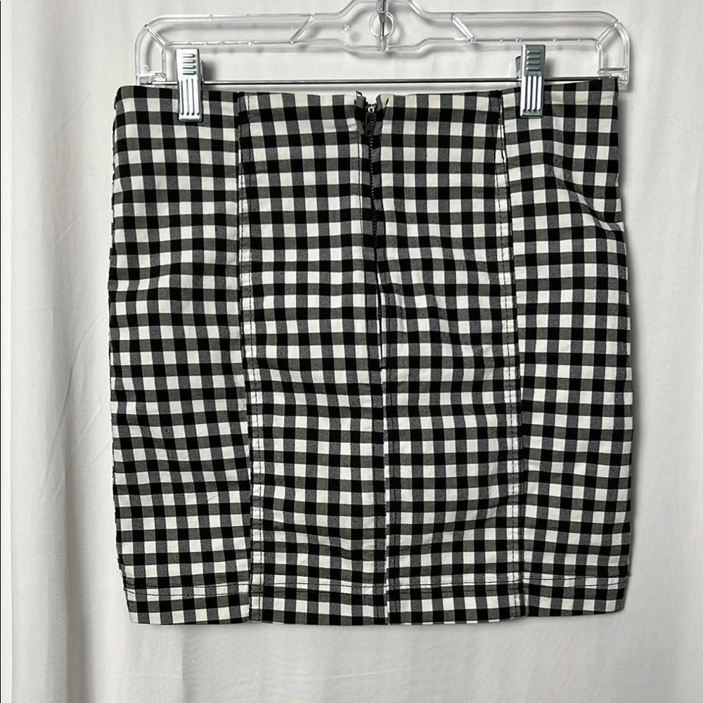 Free People Modern Femme Novelty Black and White Gingham Mini Skirt Size 4 - Picture 4 of 7